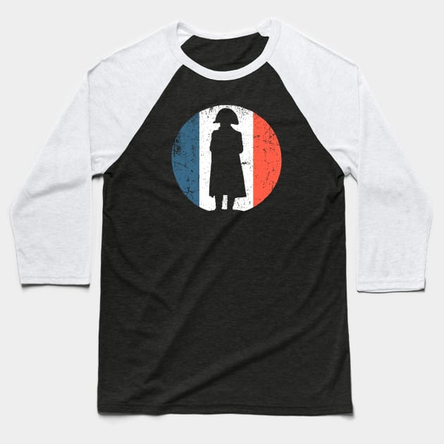 Napoleon Bonaparte - French Flag Silhouette Baseball T-Shirt by Distant War